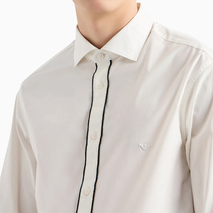 Purchase Emporio Armani  Warm White Long Sleeve Shirt with Eagle Logo Embroidery 6D1CN4-1NUKZ-0101