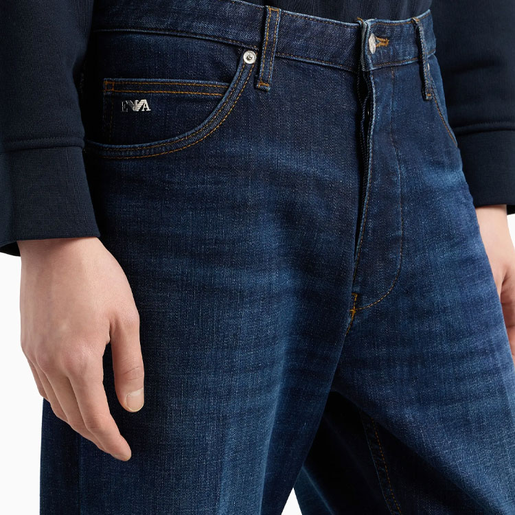 Emporio Armani  Washed Low-Rise Loose Fit Zipper Jeans in Denim Blue 6D1J69-1D83Z-0941 圖 6