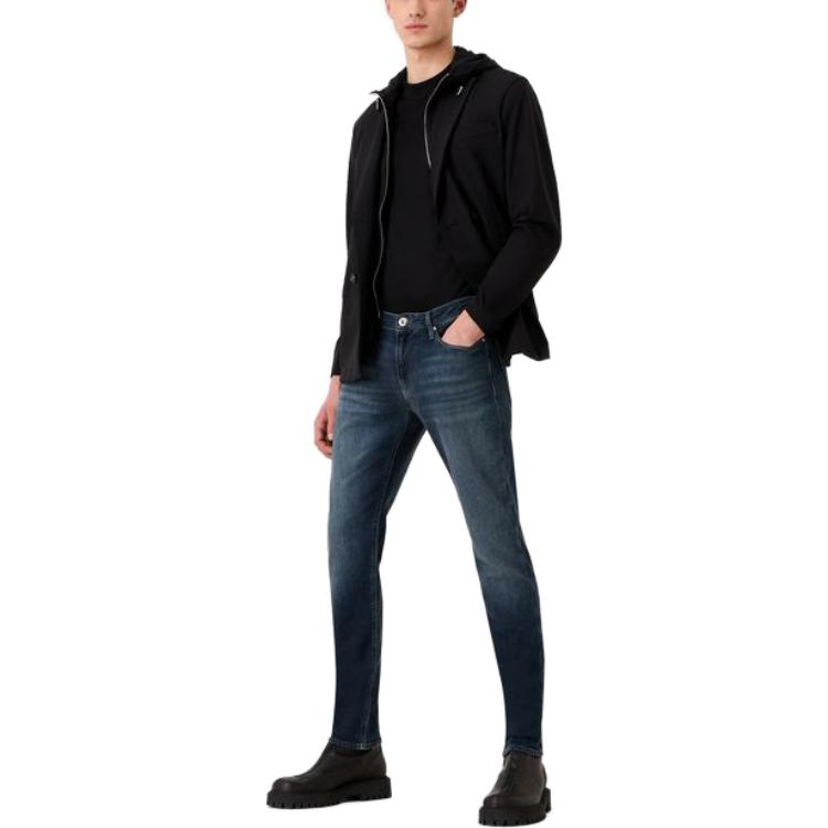 Lookbook Emporio Armani Seluar Jeans Slim-Fit Zip Biru Denim Tengah SS23. 3R1J06-1DL2Z-0941