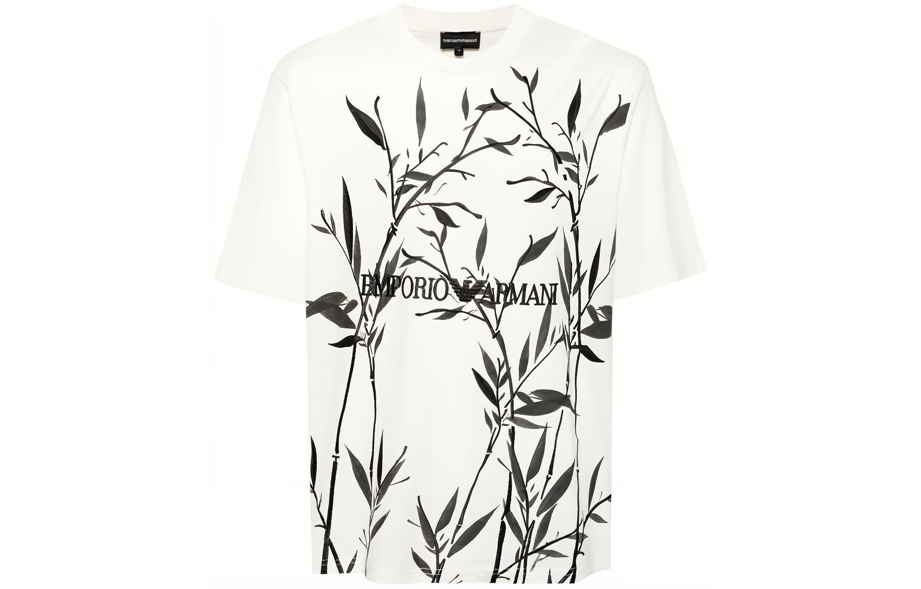 Order エンポリオアルマーニ ホワイト クルーネック バンブーロゴ 半袖Tシャツ 3D1T6S-1J7FZ-01N0