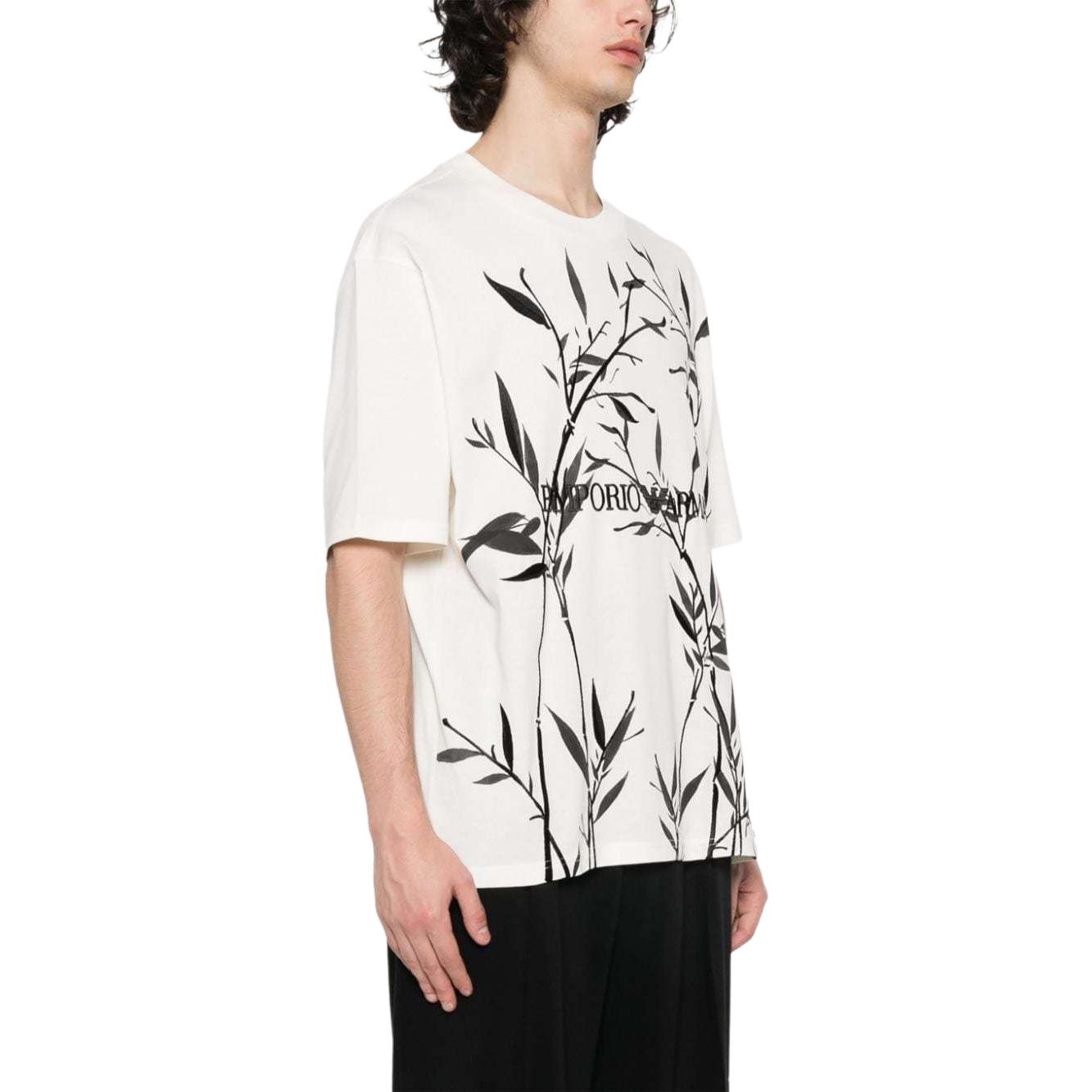 Details for エンポリオアルマーニ ホワイト クルーネック バンブーロゴ 半袖Tシャツ 3D1T6S-1J7FZ-01N0