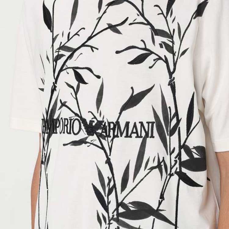 Sizing エンポリオアルマーニ ホワイト クルーネック バンブーロゴ 半袖Tシャツ 3D1T6S-1J7FZ-01N0