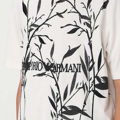 エンポリオアルマーニ ホワイト クルーネック バンブーロゴ 半袖Tシャツ 3D1T6S-1J7FZ-01N0 Sizing エンポリオアルマーニ ホワイト クルーネック バンブーロゴ 半袖Tシャツ 3D1T6S-1J7FZ-01N0