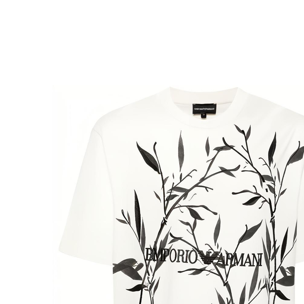 Cheap エンポリオアルマーニ ホワイト クルーネック バンブーロゴ 半袖Tシャツ 3D1T6S-1J7FZ-01N0