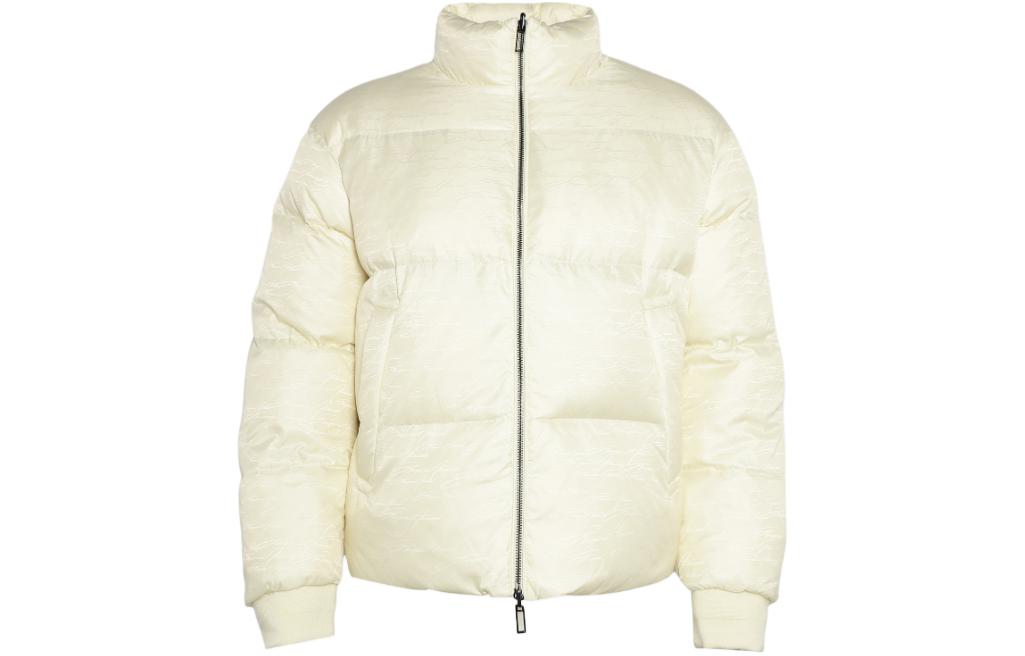 Emporio Armani  White Down Jacket with Zip-Up Stand Collar. 6R1B65-1NVSZ-F1F5