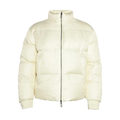 Emporio Armani White Down Jacket with Zip-Up Stand Collar. 6R1B65-1NVSZ-F1F5