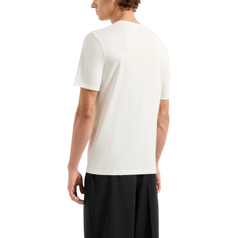 Shop Emporio Armani 白色刺繡圖案短袖T恤 SS24 漢字 3D1T6U-1J7FZ-01M9