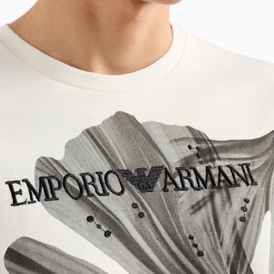 Emporio Armani 白色刺繡圖案短袖T恤 SS24 漢字 3D1T6U-1J7FZ-01M9 Details for Emporio Armani 白色刺繡圖案短袖T恤 SS24 漢字 3D1T6U-1J7FZ-01M9