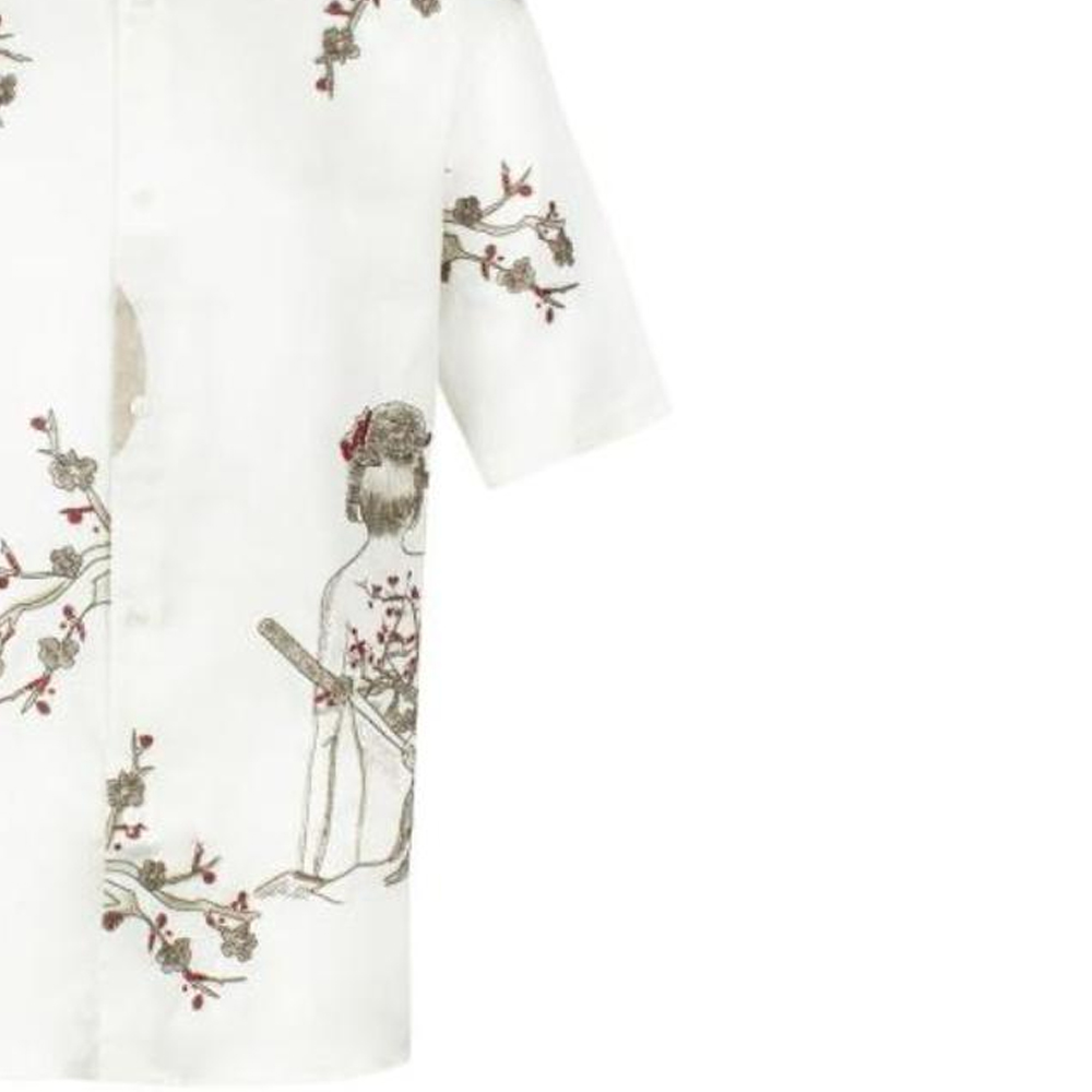 Sizing Emporio Armani 白色花卉圖案印花短袖襯衫 3D1CF5-1NWDZ-0128