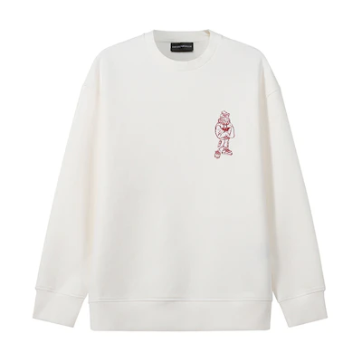 EMPORIO ARMANI White Graphic Print Loose Fit Crewneck Sweatshirt. 3R1MDM-1JHSZ-0101
