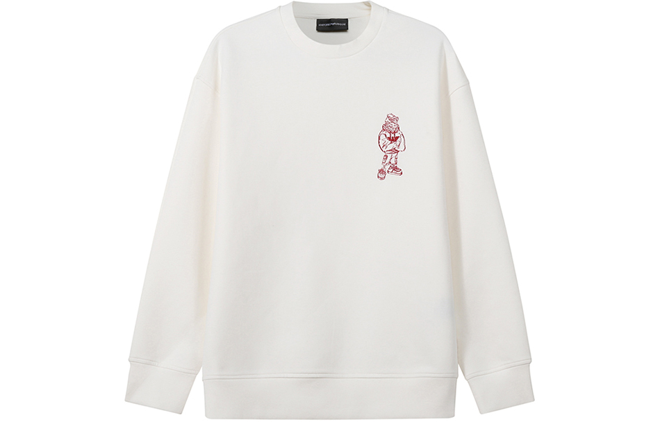 Order EMPORIO ARMANI  White Graphic Print Loose Fit Crewneck Sweatshirt. 3R1MDM-1JHSZ-0101