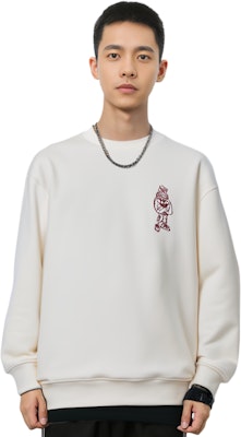 EMPORIO ARMANI White Graphic Print Loose Fit Crewneck Sweatshirt. 3R1MDM-1JHSZ-0101 Details for EMPORIO ARMANI White Graphic Print Loose Fit Crewneck Sweatshirt. 3R1MDM-1JHSZ-0101