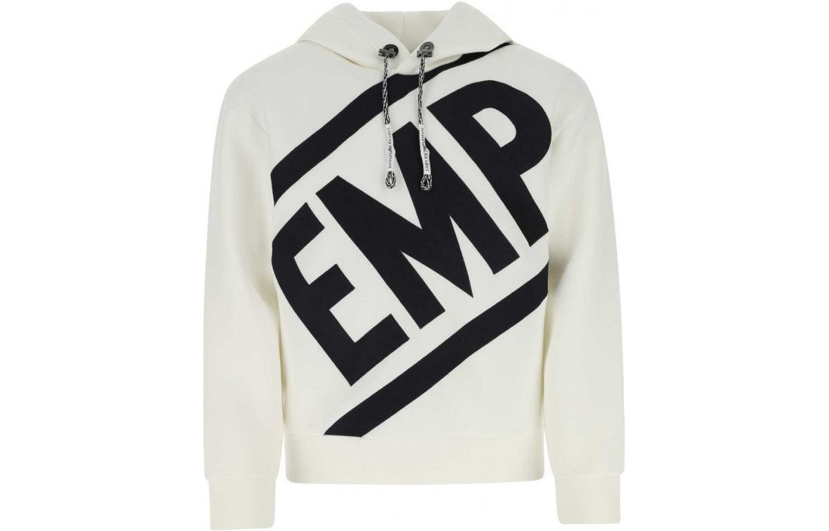 Order Emporio Armani 白色连帽衫大胆字母印花款式 3K1MD2-1JDSZ-0101