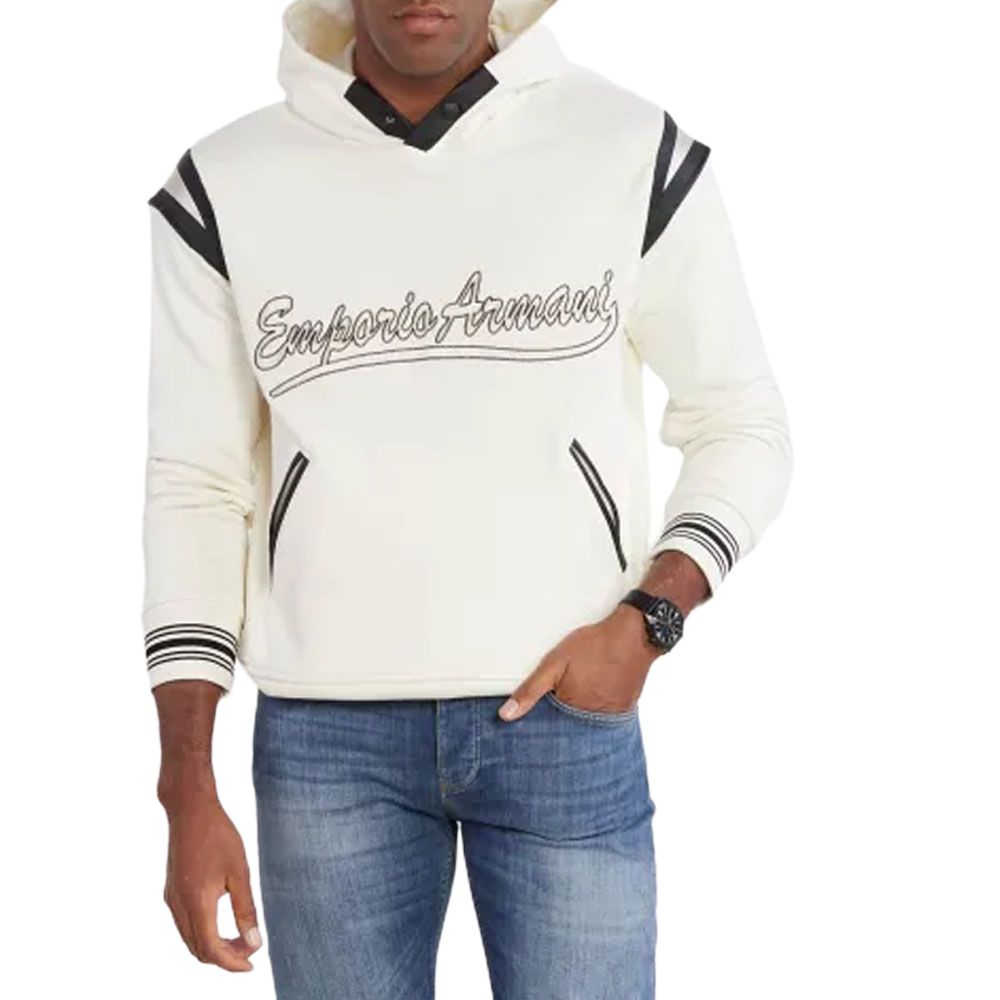 Emporio Armani  White Hoodie with Logo Letter Print. 6R1MG1-1JWPZ-0128