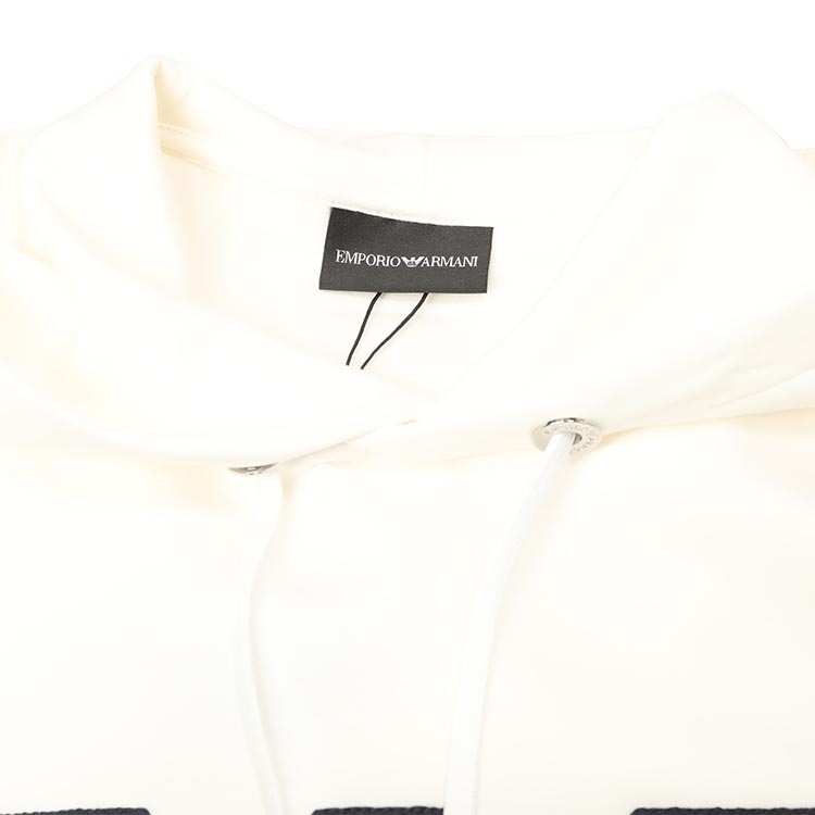 EMPORIO ARMANI  White Hoodie with Logo Print Casual Long Sleeve Pullover. 3L1MCS-1JHSZ-0101 圖 4