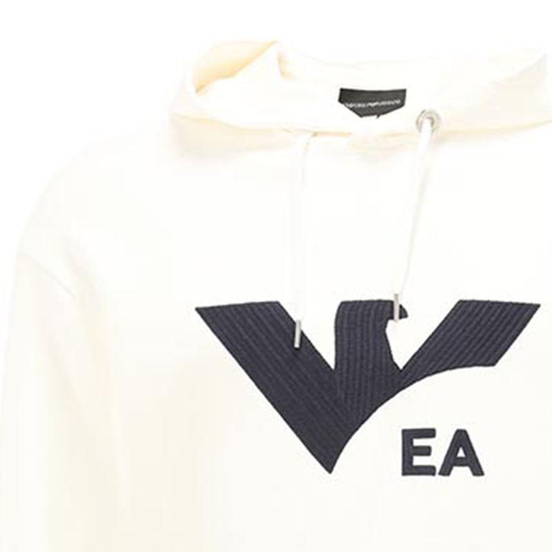 EMPORIO ARMANI  White Hoodie with Logo Print Casual Long Sleeve Pullover. 3L1MCS-1JHSZ-0101 圖 6