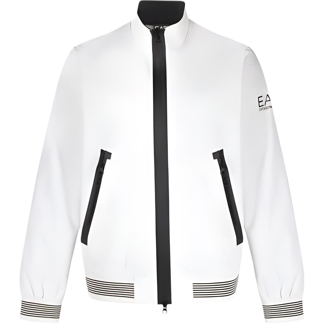 Emporio Armani  White Logo Print Zip-Up Jacket with Stand Collar. 3RPB11-PN27Z-1100
