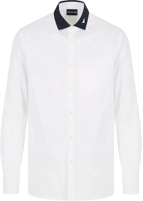 Emporio Armani White Long-Sleeve Shirt with Contrast Logo Embroidery. 6D1CM1-1K6DZ-0101 Order Emporio Armani White Long-Sleeve Shirt with Contrast Logo Embroidery. 6D1CM1-1K6DZ-0101