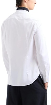 Emporio Armani White Long-Sleeve Shirt with Contrast Logo Embroidery. 6D1CM1-1K6DZ-0101 Shop Emporio Armani White Long-Sleeve Shirt with Contrast Logo Embroidery. 6D1CM1-1K6DZ-0101