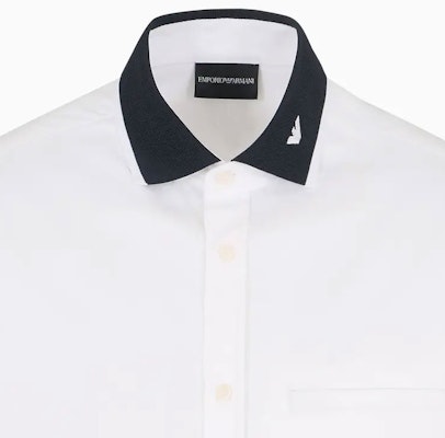 Emporio Armani White Long-Sleeve Shirt with Contrast Logo Embroidery. 6D1CM1-1K6DZ-0101 Details for Emporio Armani White Long-Sleeve Shirt with Contrast Logo Embroidery. 6D1CM1-1K6DZ-0101