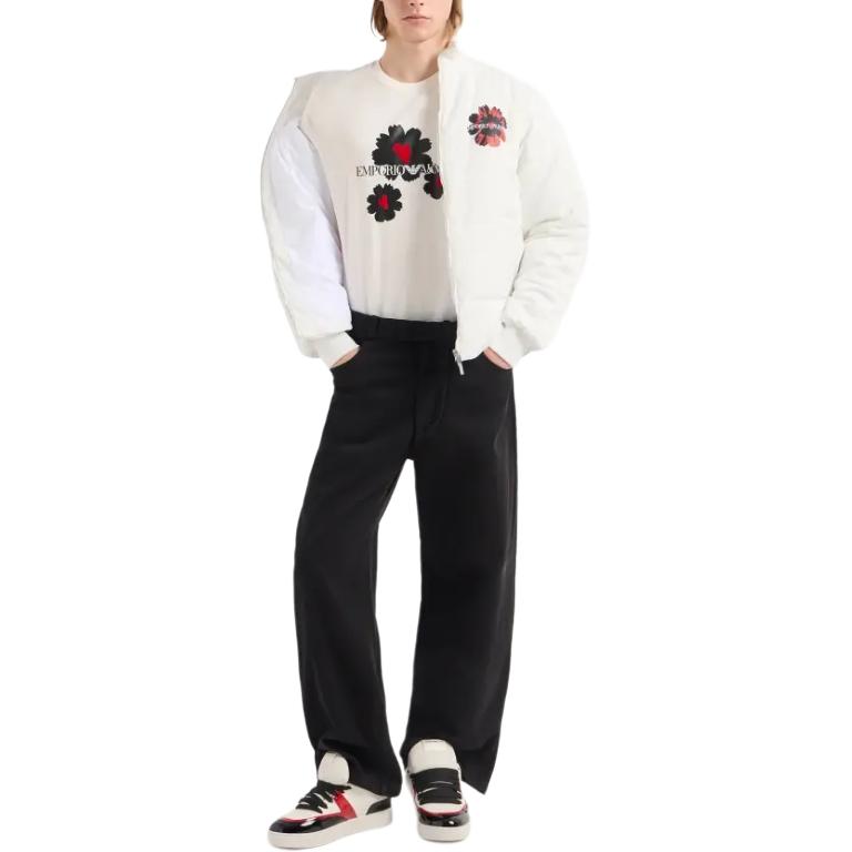 Lookbook EMPORIO ARMANI  White Printed Crew Neck Slim Fit Short Sleeve T-Shirt 3D1T8P-1J7FZ-0132