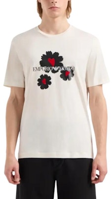 EMPORIO ARMANI White Printed Crew Neck Slim Fit Short Sleeve T-Shirt 3D1T8P-1J7FZ-0132 Shop EMPORIO ARMANI White Printed Crew Neck Slim Fit Short Sleeve T-Shirt 3D1T8P-1J7FZ-0132