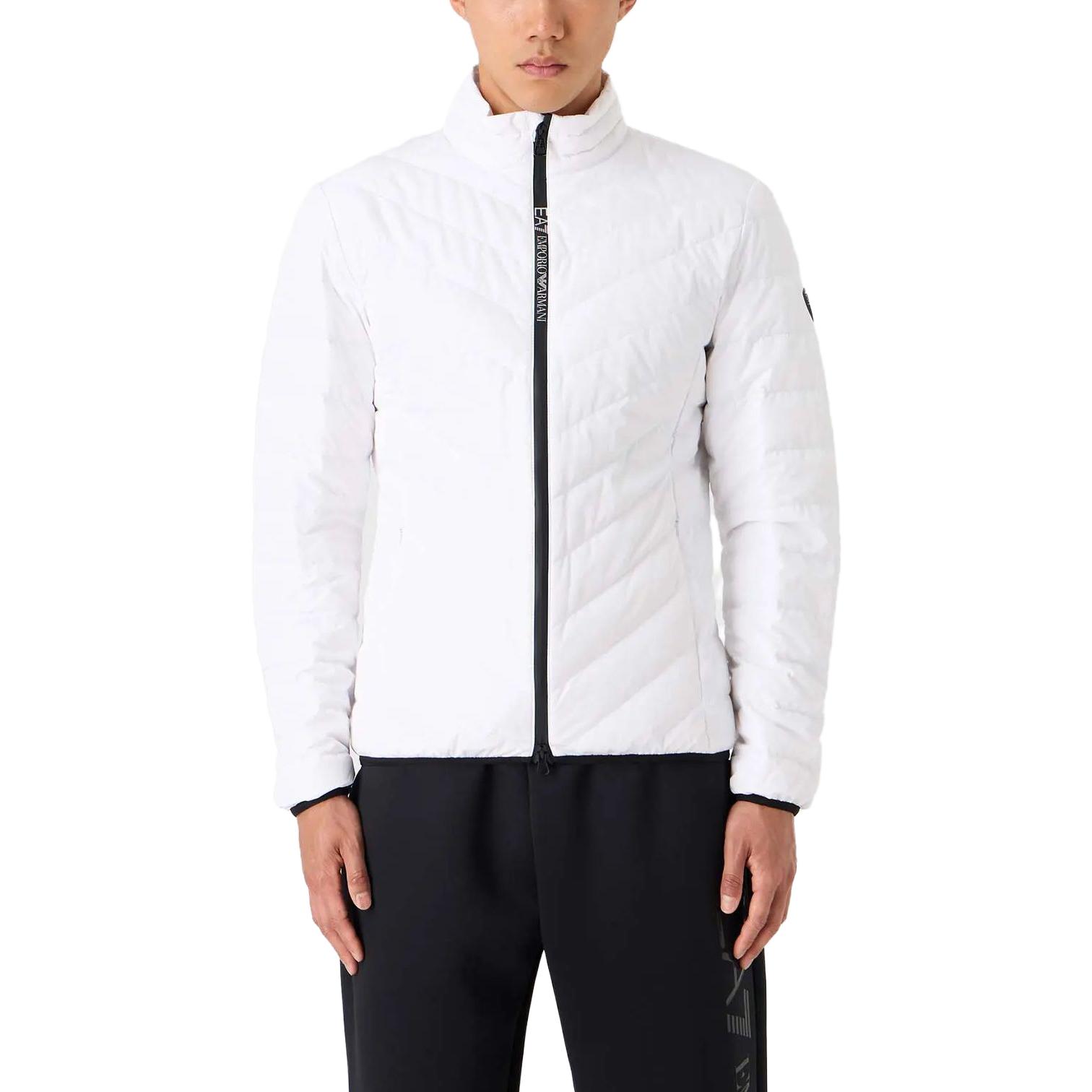 Emporio Armani  White Puffer Jacket with Logo Design and Stand Collar. 8NPB13-PNE1Z-1100 圖 4