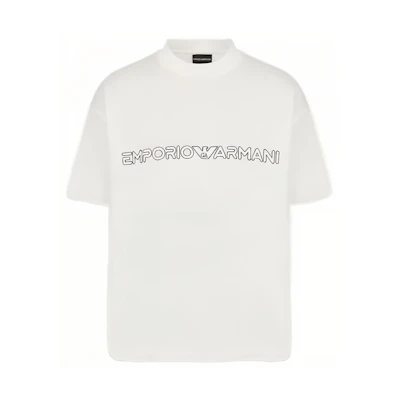 Emporio Armani White Short-Sleeve T-Shirt with Logo Print. 3R1TBD1-JUVZ1-0101