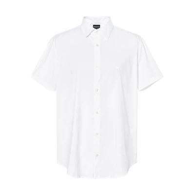 Emporio Armani White Short Sleeve Solid Button-Up Shirt SS22. 8N1C91-1NI9Z-0100