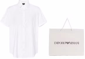 Shop Emporio Armani 白色短袖純色襯衫 SS22. 8N1C91-1NI9Z-0100