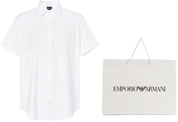Emporio Armani White Short Sleeve Solid Button-Up Shirt SS22. 8N1C91-1NI9Z-0100 Shop Emporio Armani White Short Sleeve Solid Button-Up Shirt SS22. 8N1C91-1NI9Z-0100