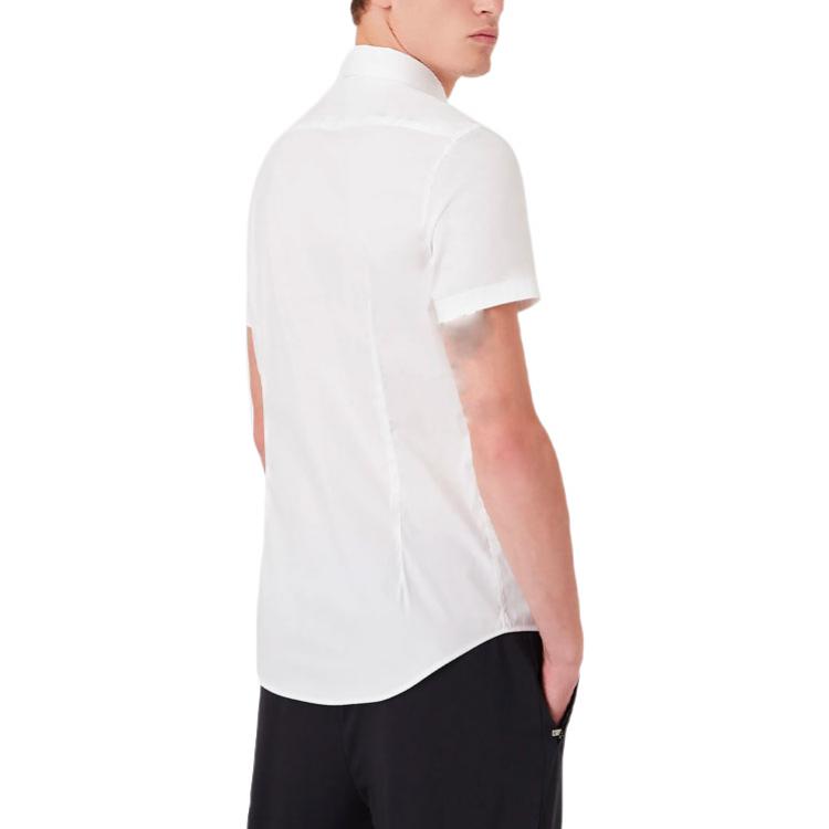 Details for Emporio Armani  White Short Sleeve Solid Button-Up Shirt SS22. 8N1C91-1NI9Z-0100