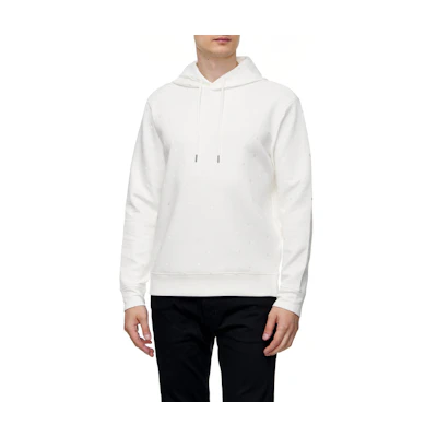 Emporio Armani White Solid Color Hooded Straight-Fit Sweatshirt. 6L1MQ2-1JHSZ-0153