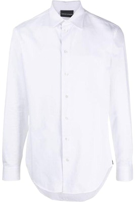 Emporio Armani White Solid Long Sleeve Slim Fit Shirt. H31SM-0C12F-0100 Buy Emporio Armani White Solid Long Sleeve Slim Fit Shirt. H31SM-0C12F-0100