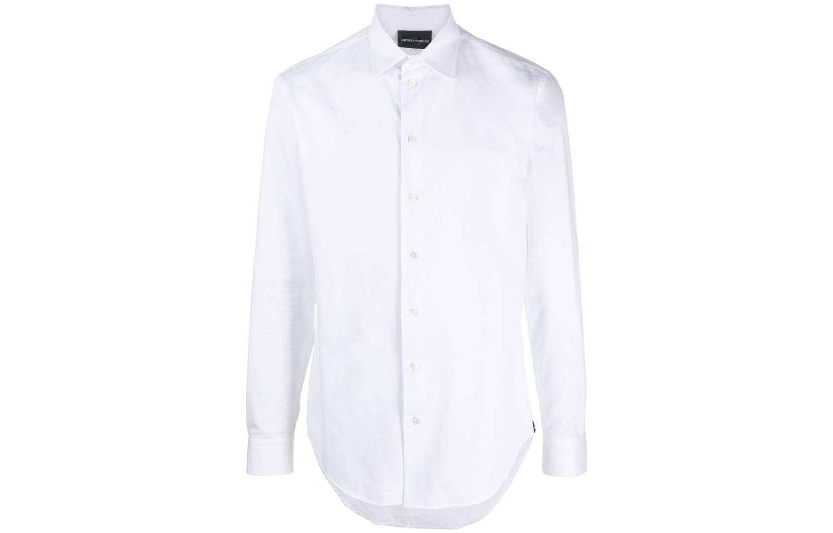 Order Emporio Armani  White Solid Long Sleeve Slim Fit Shirt. H31SM-0C12F-0100