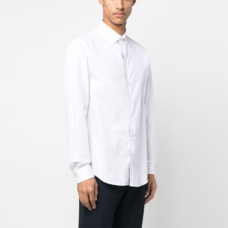 Purchase Emporio Armani  White Solid Long Sleeve Slim Fit Shirt. H31SM-0C12F-0100
