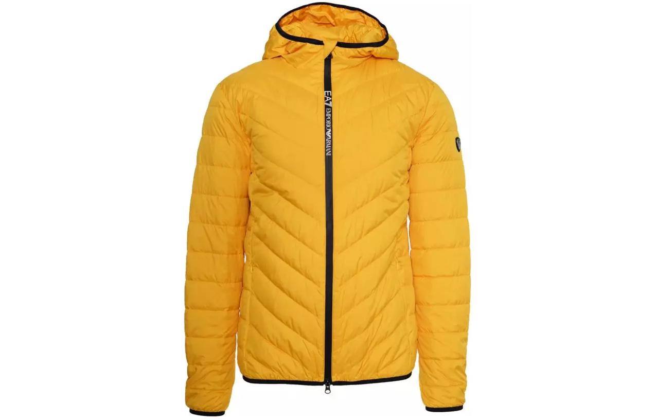 Emporio Armani  Yellow Hooded Zip-Up Puffer Jacket with Logo 8NPB07-PNE1Z-1603