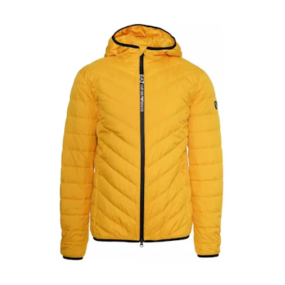 Emporio Armani Yellow Hooded Zip-Up Puffer Jacket with Logo 8NPB07-PNE1Z-1603