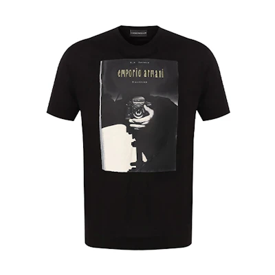 Emporio Armani Abstract Print Black Short Sleeve T-Shirt 3G1TL3-1JQXZ-F058