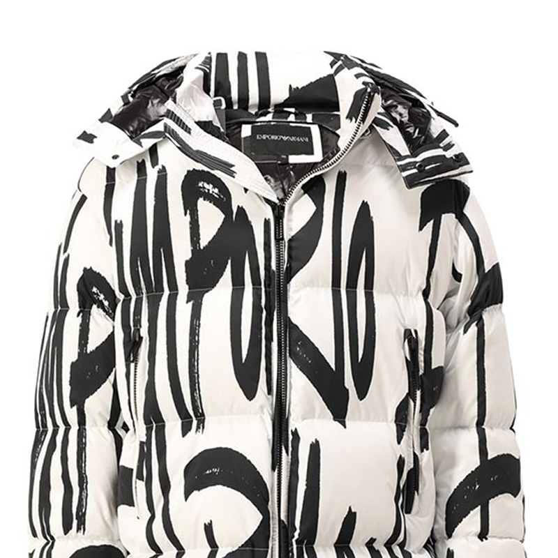 EMPORIO ARMANI Abstract Print Hooded Puffer Jacket  White. 6K1BE4-1NQWZ-F160 圖 6