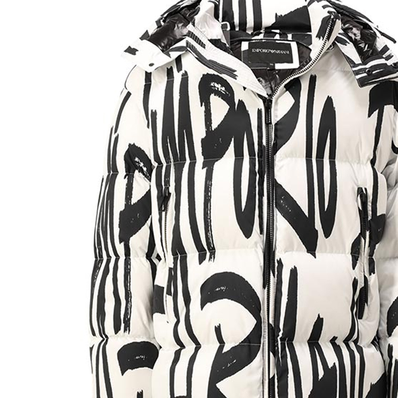 EMPORIO ARMANI Abstract Print Hooded Puffer Jacket  White. 6K1BE4-1NQWZ-F160 圖 7