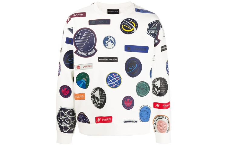 Emporio Armani All-Over Print Crewneck Sweatshirt White 6H1ML3-1JHSZ-0101
