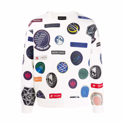Emporio Armani All-Over Print Crewneck Sweatshirt White 6H1ML3-1JHSZ-0101