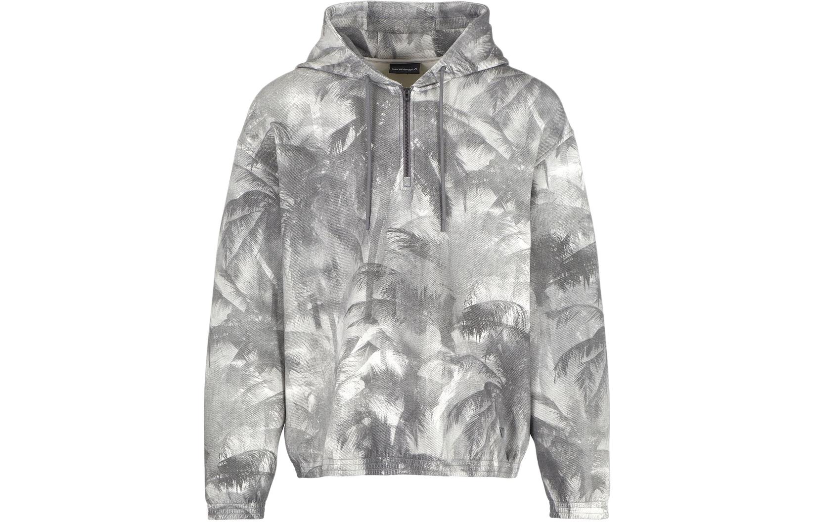 Emporio Armani All-Over Print Knit Hoodie Silver 3D1M73-1JHSZ-1F617