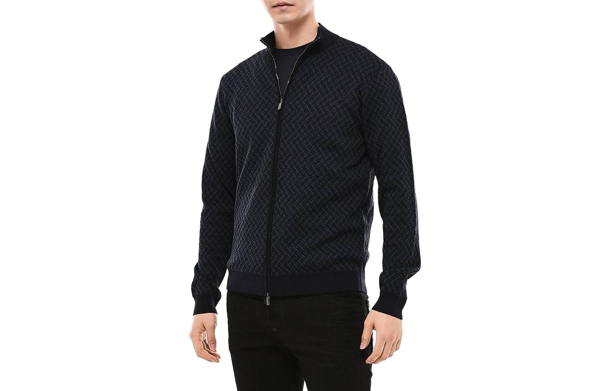 Emporio Armani All-Over Print Zip-Up Jacket Navy Blue - 3HSBA1-SMB6Z-PZC5