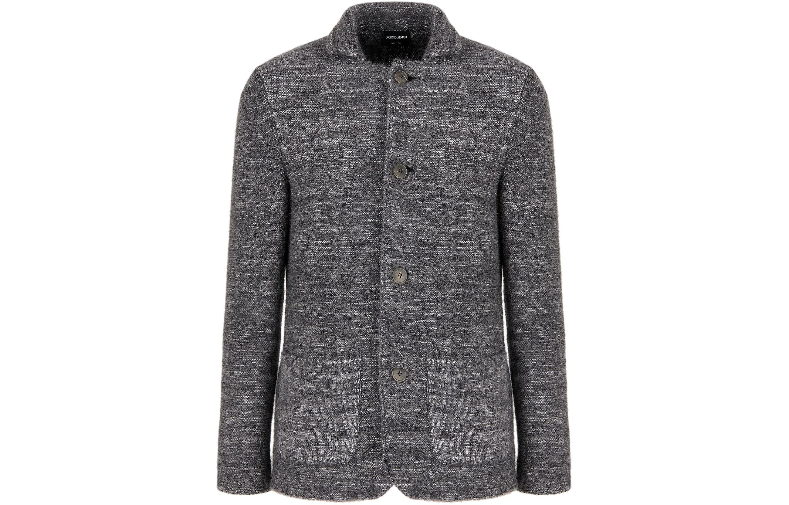 Emporio Armani Alpaca Blend Single-Breasted Gray Jacket 6RSG06S-M18Z1-F8L0