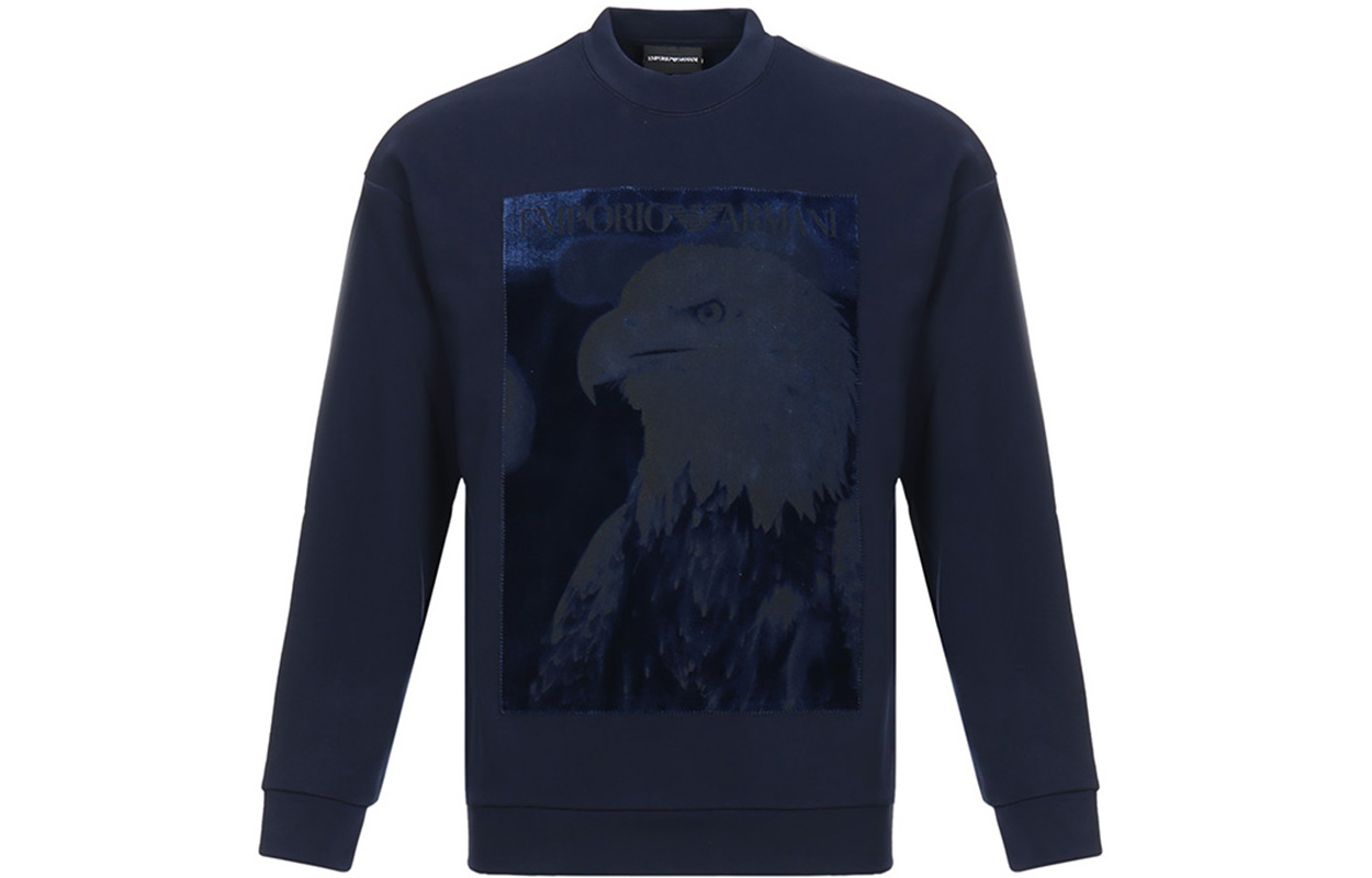 Emporio Armani Animal Print Crewneck Sweatshirt Navy Blue 6G1MF7-1J36Z-0932