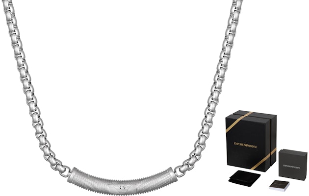 Emporio Armani ARMANI Silver Cuban Chain Necklace with Eagle Pendant. EGS2939040 Buy Emporio Armani ARMANI Silver Cuban Chain Necklace with Eagle Pendant. EGS2939040