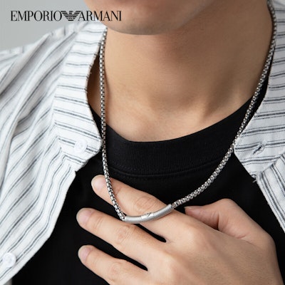 Emporio Armani ARMANI Silver Cuban Chain Necklace with Eagle Pendant. EGS2939040 Purchase Emporio Armani ARMANI Silver Cuban Chain Necklace with Eagle Pendant. EGS2939040
