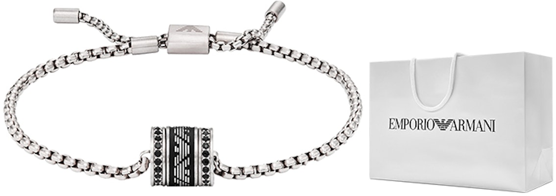 Emporio Armani ARMANI Black Beaded Bracelet with Cuban Link Pendant. EGS2978040 Order Emporio Armani ARMANI Black Beaded Bracelet with Cuban Link Pendant. EGS2978040